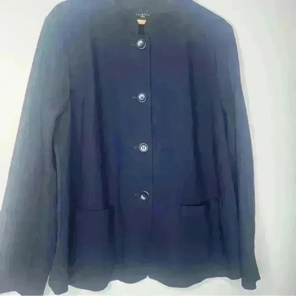 Talbots Blue Button Down Jacket Blazer Size 14W - image 1